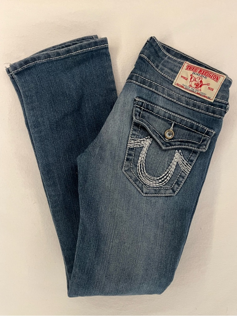 True Religion Y2K Women’s Joey Super T Low Rise Straight Leg Jeans Size 27 X 32